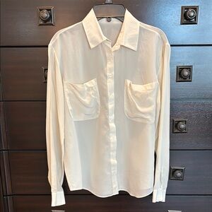 Club Monaco 100% Silk Cream Button Down Shirt